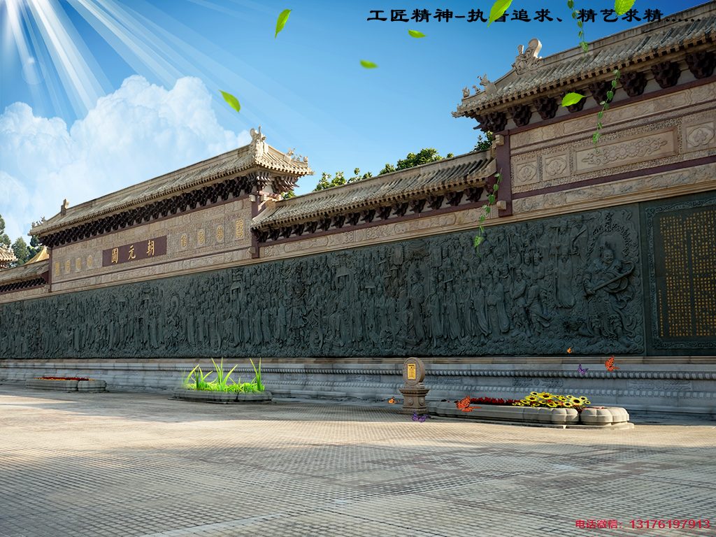 傳統大型浮雕-道教神仙浮雕朝元圖壁畫雕刻廠家