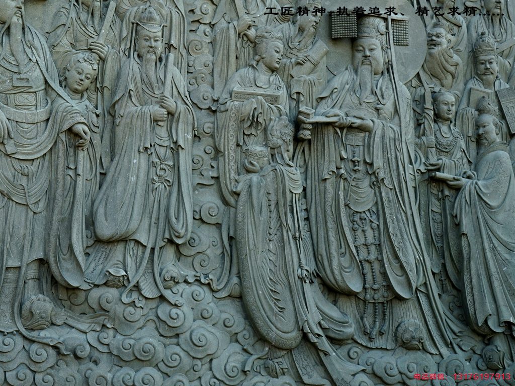 傳統大型浮雕-道教神仙浮雕朝元圖壁畫雕刻廠家